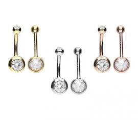 Bauchnabelpiercing mit 2 Steinen