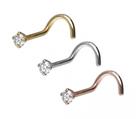 Nasenpiercing Gold Kristall 2 mm