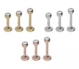 Labret Kristall 1,6 mm Gold