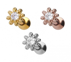 Gold Ohrpiercing Kristallblume