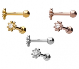 Gold Ohrpiercing Kristallblume