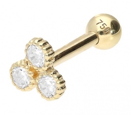 Gold Ohrpiercing 3 Kristalle