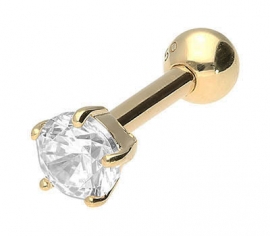 Gold Ohrpiercing mit Kristall