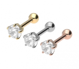 Gold Ohrpiercing mit Kristall