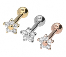 Gold Ohrpiercing Kristallblume