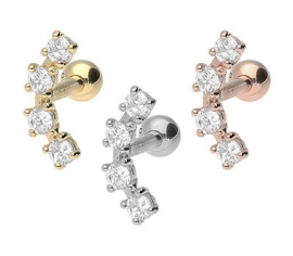 Gold Ohrpiercing 4 Kistalle