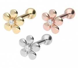 Gold Ohrpiercing Blume