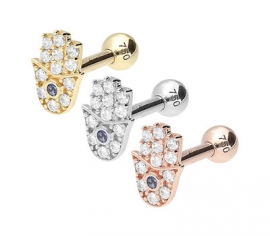 Gold Ohrpiercing Hand Kristalle