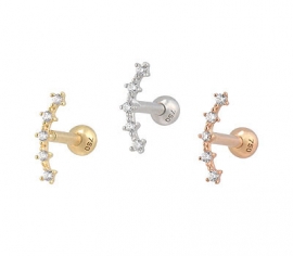 Gold Ohrpiercing 5 Kristalle