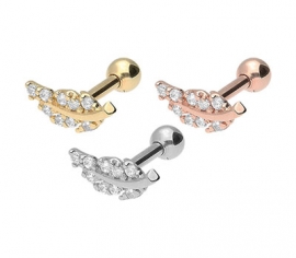 Gold Ohrpiercing Kristallblatt