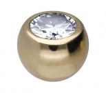 Schraubkugel Gold mit Kristall