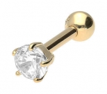 Gold Ohrpiercing mit Kristall