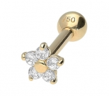 Gold Ohrpiercing Kristallblume