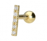 Gold Ohrpiercing Balken Kristalle