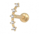 Gold Ohrpiercing 5 Kristalle